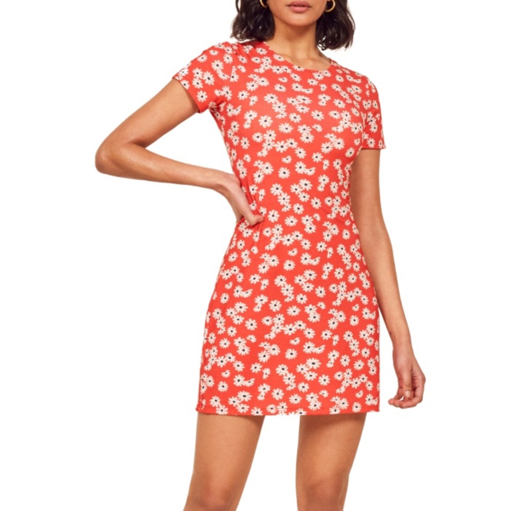 Reformation Floral Red Mini Dress Perfect Condition